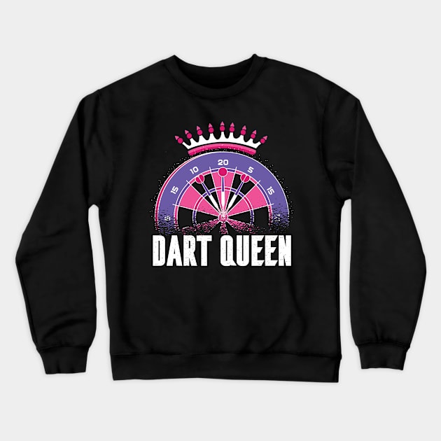 Darts Queen Funny Darts Women Crewneck Sweatshirt by Visual Vibes